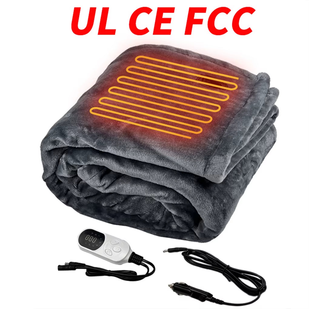 "Portable Electric Flannel Heated Blanket – 9 Heat Levels"