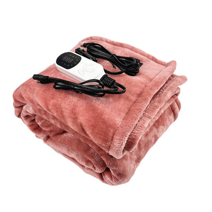 "Portable Electric Flannel Heated Blanket – 9 Heat Levels"