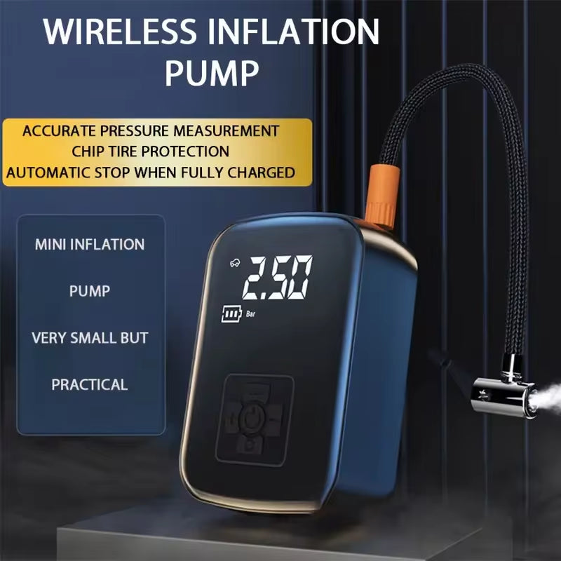 Wireless Portable Car Air Pump - Electric Tire Inflator with LCD Digital Display