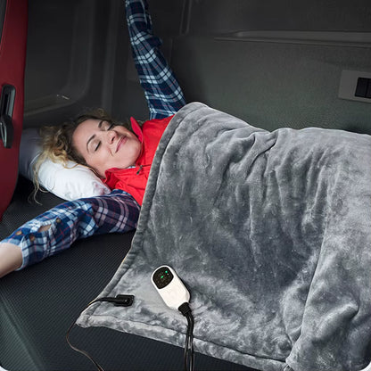 "Portable Electric Flannel Heated Blanket – 9 Heat Levels"